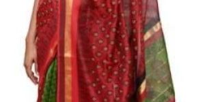 Red & Green, Print Maheshwari Silk Saree (Design No. S0020)