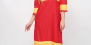 Red Yellow Color Cotton Designer Kurtis