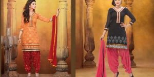 Unstitched Silk Patiala Suits