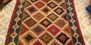Geometric Wool Jute Kilim Rug