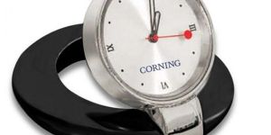 Metallic Table Clock with Black Base