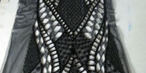 Black Beaded Embroidered Net Fabric