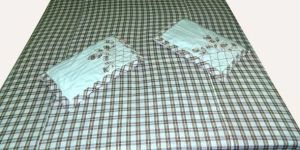 Printed Chequered Mixed Cotton Bed Sheet Dda