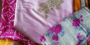 Silk Bandhani Unstitched Suits