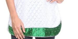 Casual Short Cotton Net Kurti-Green