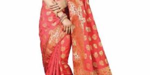 Red Colour Woven Art Tussar Silk Saree