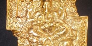 Gold Plated Aluminum Ganesha Statue 01