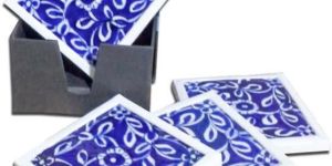 Blue Pottery Coaster Set