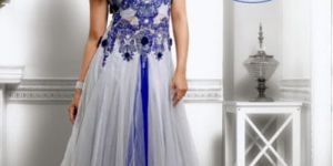 Grey and Blue Designer Gown