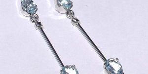 Natural Blue Topaz Earring in Sterling Silver